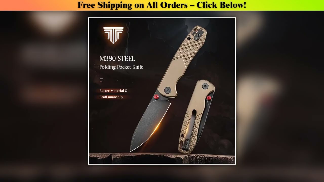 TRIVISA Dragonfly Pocket Knife M390 Blade Titanium  Handle with Clip Camping Outdoor Camping