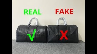 REAL VS FAKE COMPARISON- Louis Vuitton x Supreme DUFFLE BAG Black 