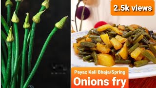 Payaz Kali Bhaja | Peyajkoli Bhaja | Spring Onion Recipe | हरे प्याज की रेसिपी | Hare pyaz ki sabzi