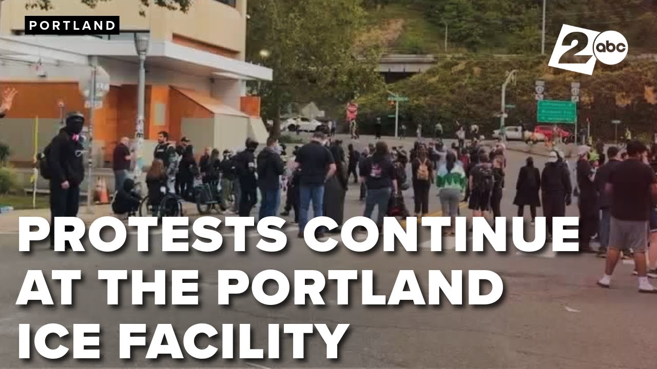 Protests at Portland ICE facility after court granted restraining order against National Guard