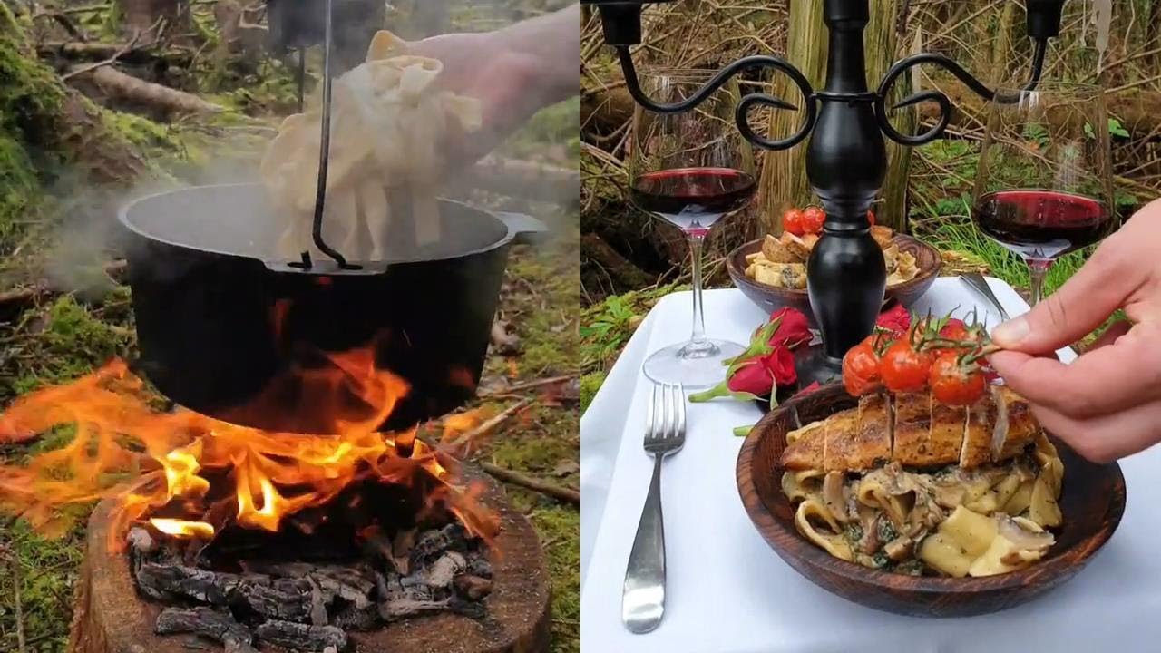 ASMR Food Porn Outdoor Cooking In The Forest Nice Looking Meal With