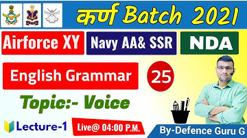 कर्ण  Batch 2021 || ENGLISH || CLASS- 25  || NDA/Airforce XY/Navy AA/SSR || By DGG