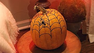 pumpkin painting easy halloween decorating pumpkins painted spiderweb diy carve craft paint carving decorations