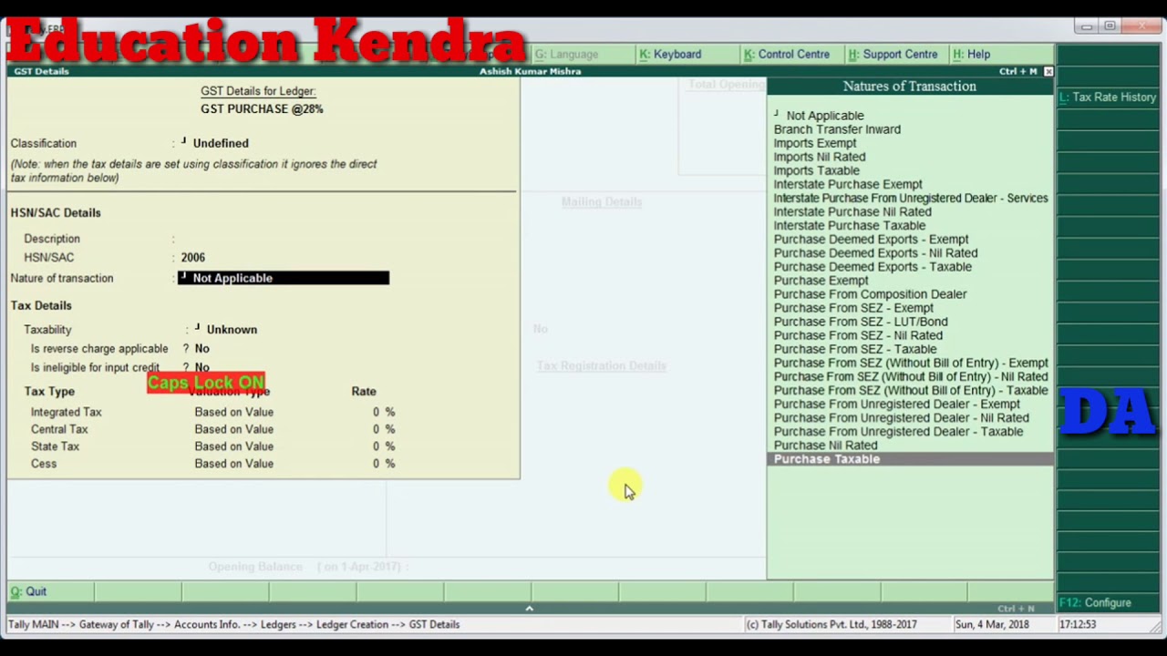 How To Create GST Ledger In Tally Erp 9 HINDI 2018 28 18 12 5 how-to-create-gst-ledger-in-tally-erp-9-hindi-2018-28-18-12-5