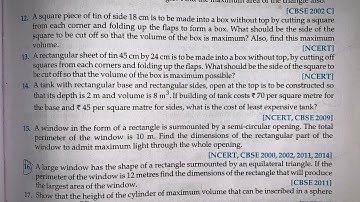 RD SHARMA EX 18.5 Q7 TO  Q17 SOLUTIONS OF CHAPTER 18 MAXIMA AND MINIMA  CLASS 12 (PART2)