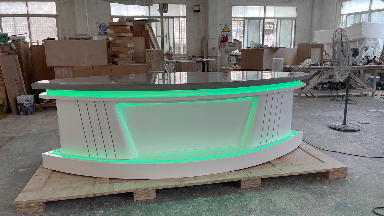 Simple Design Small Office Reception Desk Counter Design Artificial Stone Tables