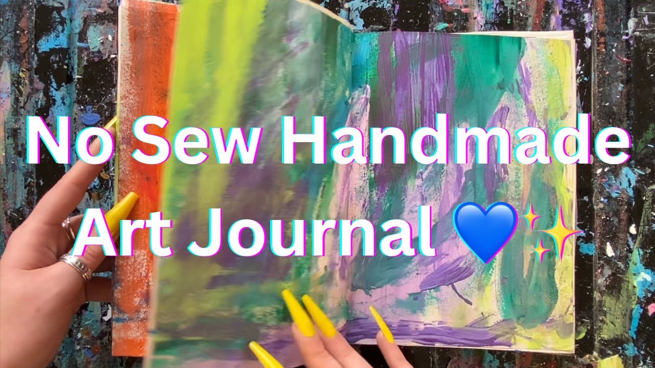 No Sew Handmade Art Journal From Painted Papers - YouTube