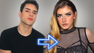 TRANSFORMACION DE HOMBRE A MUJER + TUTORIAL FOXY EYES | Leeansalinas