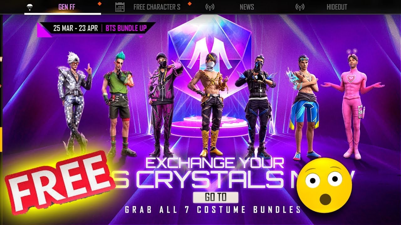 NEW BTS BUNDLE UP FREE FIRE || FREE FIRE NEW EVENT || HOW TO GET FREE BTS CRYSTAL TOKEN || 