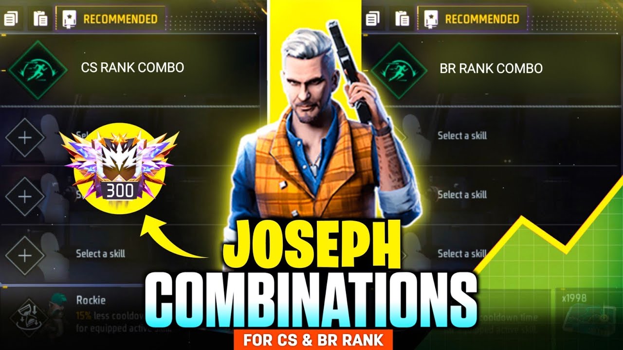 JOSEPH CHARACTER COMBINATIONS || BEST CHARACTER COMBINATION FOR JOSEPH || CS & BR RANK COMBINATIONS