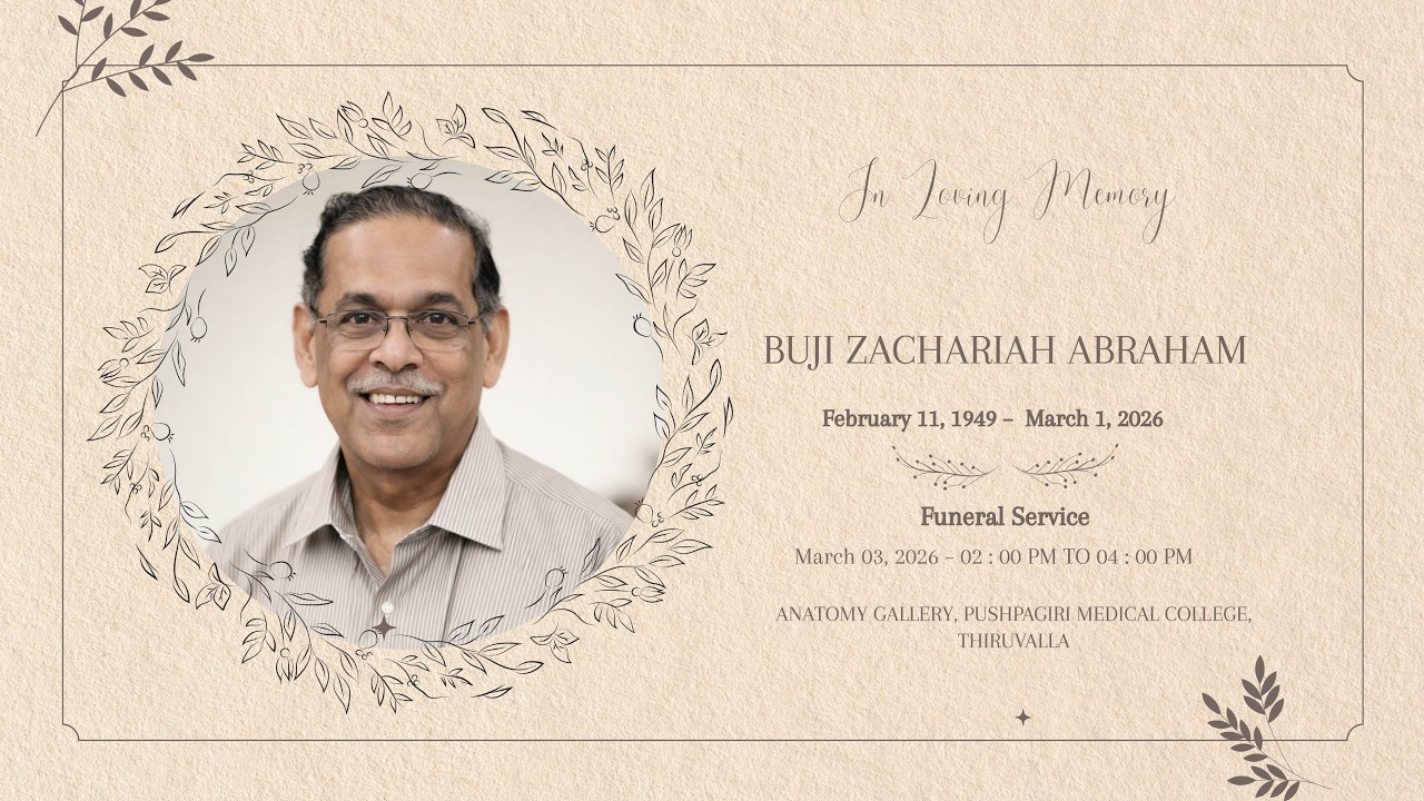 FUNERAL SERVICE | BUJI ZACHARIAH ABRAHAM | MARCH 3 2026