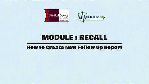 [ MeDCReSt ] Recall Module - 4) How to Create New Follow Up Report
