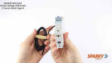 HAGER ADC332T | RCBO 32Amp 1P&N 6kA C Curve 30mA Type A