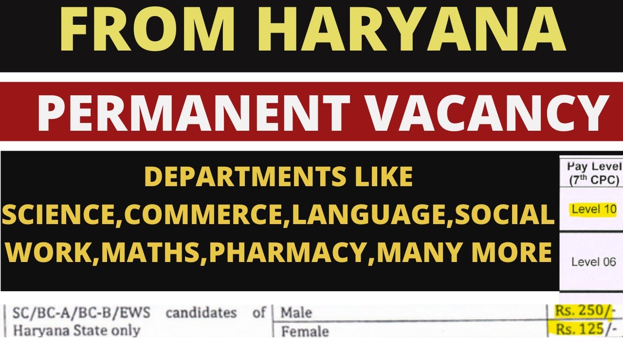 Permanent Government Vacancy From Haryana with Multiple Discipline with Salary Rs99,000pm | Job