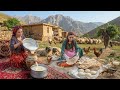 Daily village life in IRAN| cooking lavash bread and making butter for dinner 