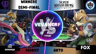 NCRF\/VEVA SSBU Tournament #21 Winners Round 2: Monky(Fox\/Greninja) VS Anto(Fox)