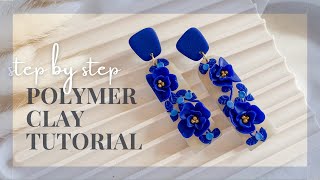 POLYMER CLAY FLORAL TUTORIAL |learn how to make DIY earrings step by step| ポリマークレイのお花のイヤリング　作り方