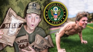 Eating ONLY Military Food For 24 Hours + Trying US Army Fitness Test **INTENSE**