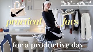 my practical favs for a productive day *haul & styling* | clothing + accessories 👟🎧