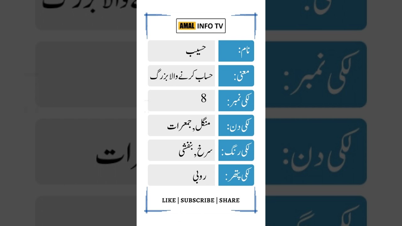 Haseeb Name Meaning in Urdu - Haseeb Name Meaning - Islamic Boy Name - Amal  Info TV - YouTube