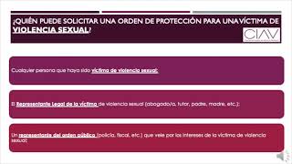 ¿Quién puede solicitar una Orden de Protección para una víctima de violencia sexual, bajo Ley 148?