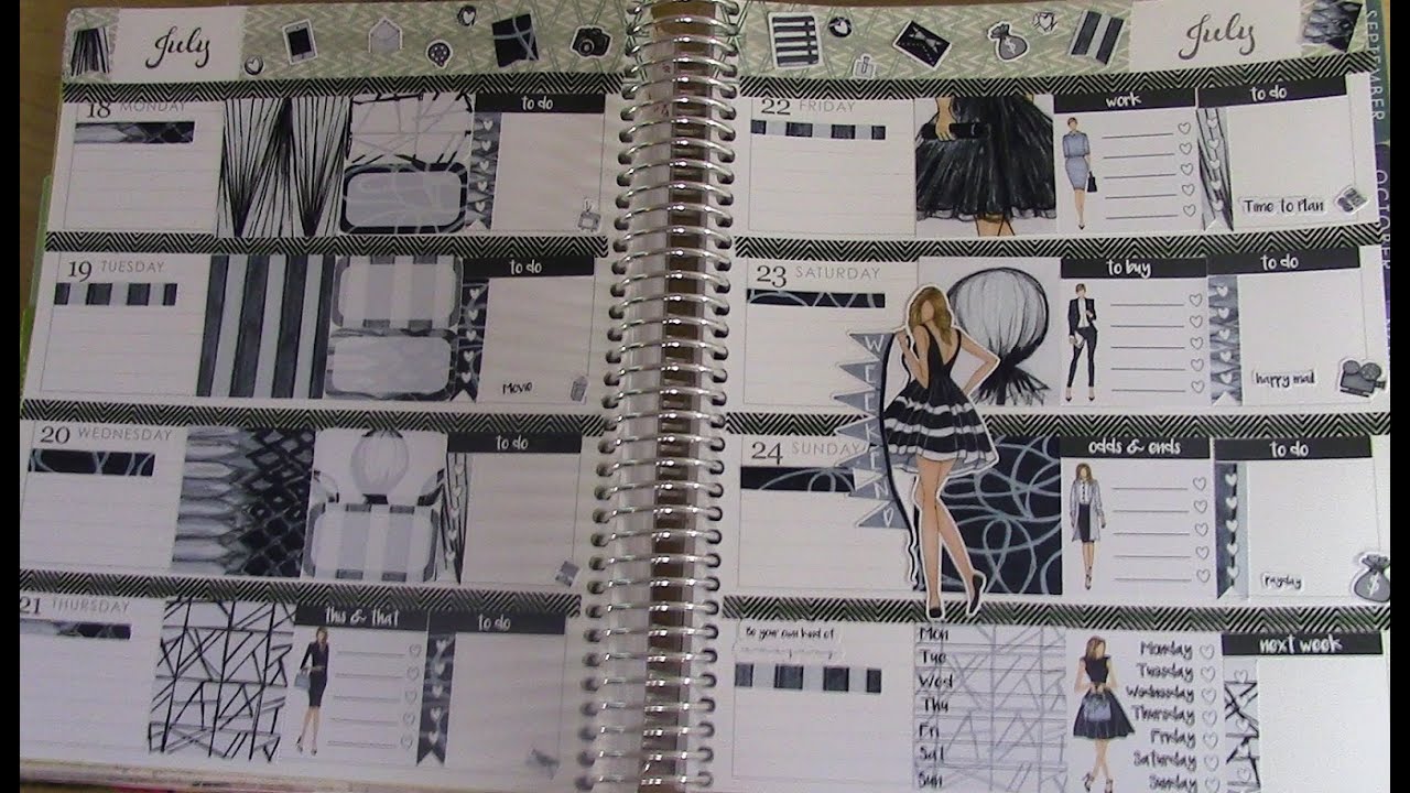 Black & White Planner Spread | ECLP Horizontal | Beautify Your Life