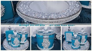 New! Teal and Silver Dollar Tree DIY Glam Décor and Decorative Tray | 2023 Glam Home Décor Ideas