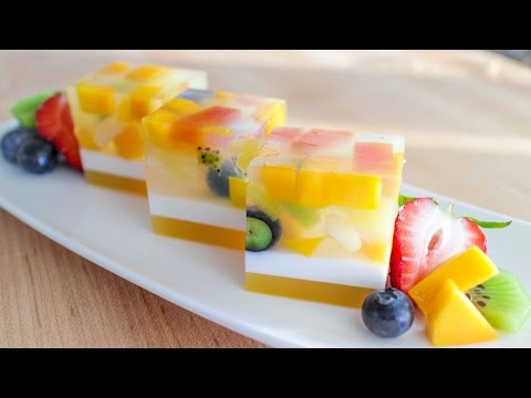 Agar Jelly Fruit Cake Recipe เค้กวุ้นผลไม้ - Hot Thai Kitchen!