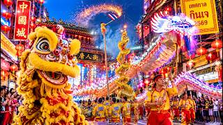 Bangkok Vegetarian Festival 2026 | Giant Dragon & Lion Dance Parade [4K HDR]