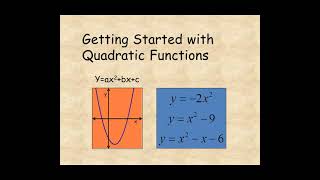 Algebra 1 Getting Started with Quadratic Functions