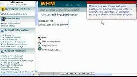 Cari.net -Trouble shooting email In WHM