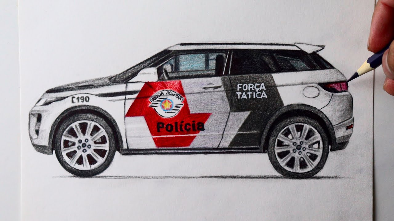 Desenhos de Carro Polícia - Como desenhar Carro Polícia passo a passo