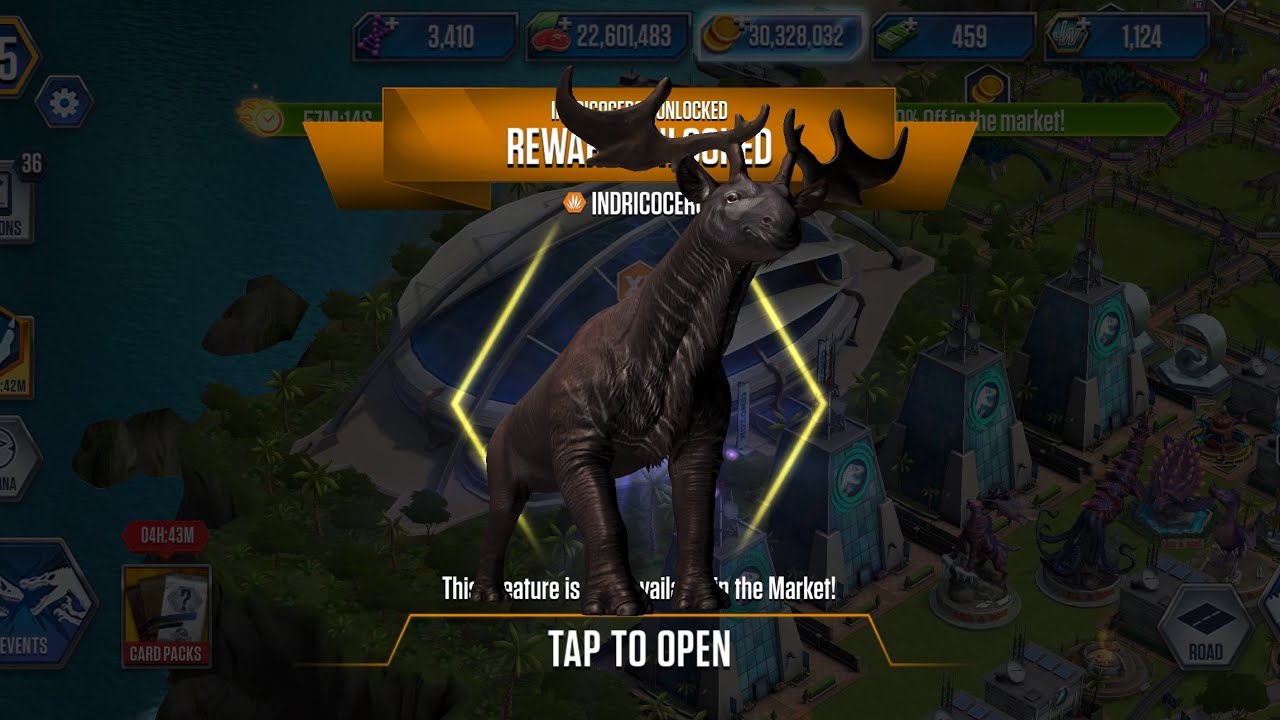 Jurrasic world the game unlocking the hybrid indricoceros finally !!!