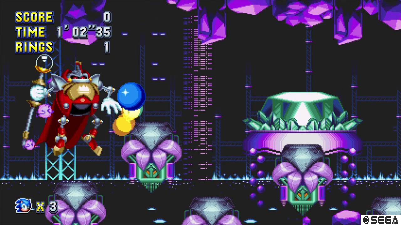 Sonic Mania Fighting Heavy King in Lava Reef as Sonic