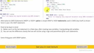 2.6 Alternative Method for writing DATA statements DROP and KEEP option
