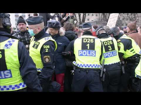 Chaotic demonstrate against Swedens coronary restrictions in Stockholm