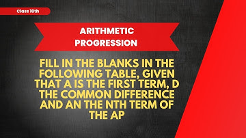 Fill in the blanks in the following table given that a is the first term and d is the common  Ex5.2