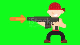 Enemy Firing On Green Screen Cartoon Character