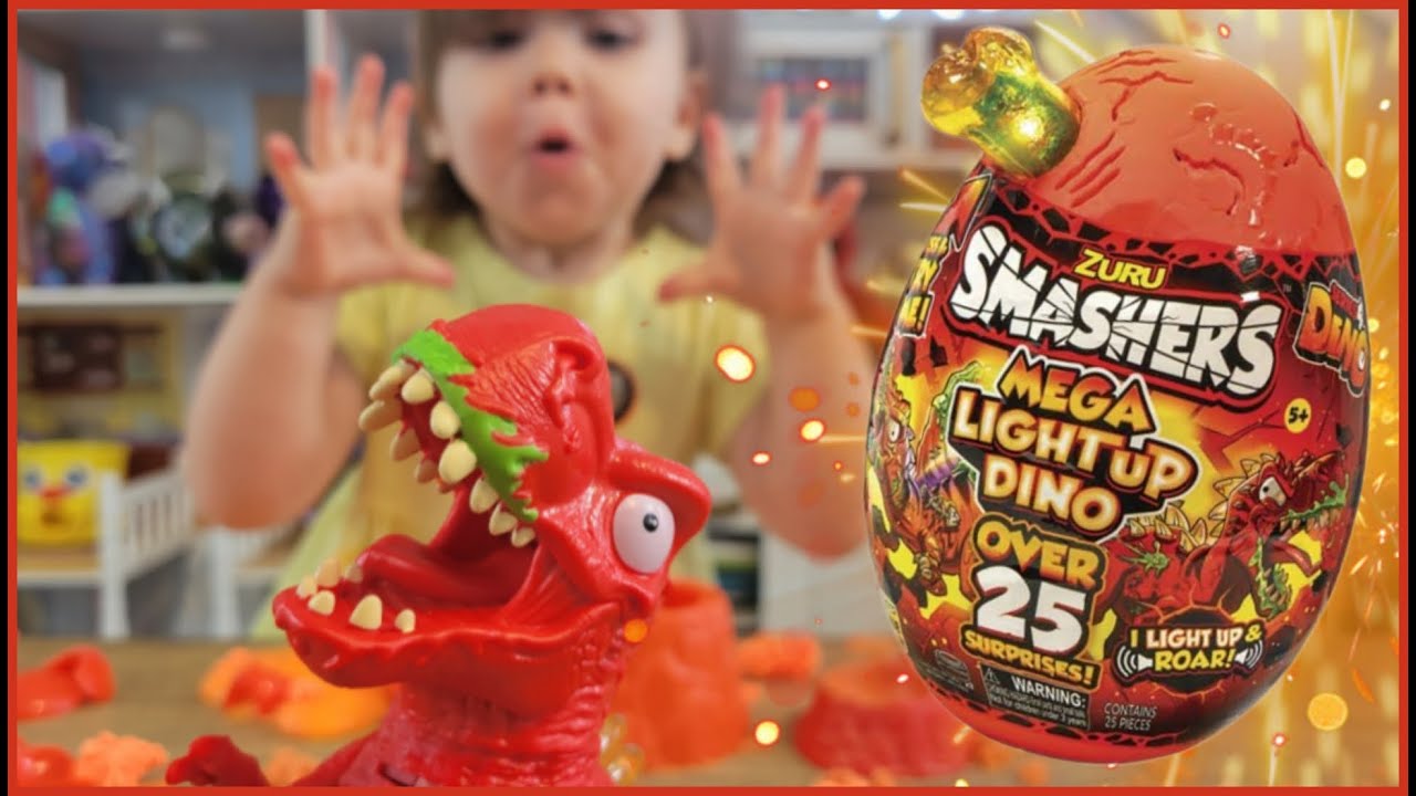 Unboxing Zuru Smashers Mega Light-Up Dino - T-Rex Series 4 - Build a Dinosaur - A Dozen Blind Bags