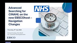 Advanced Searching for CINAHL on the new EBSCOhost - Navigation Changes [NHS England]