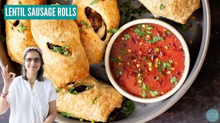 The Sausage in these VEGAN SAUSAGE ROLLS is Made from LENTILS!
