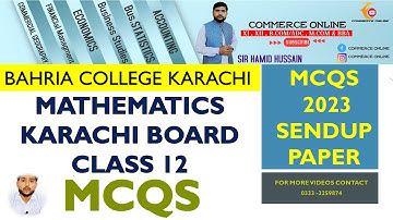 Class 12 Mathematics Mcqs | Bahria College karachi