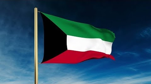4K Kuwait flag slider style. Waving in the win with cloud background animation Stock video