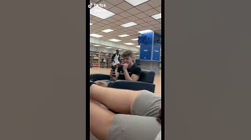 Jumping over table in library Tik Tok