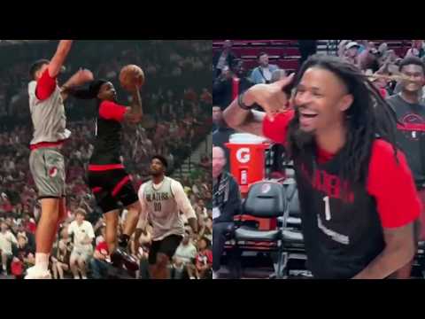 Ja Morant 360 LAYUP in Trail Blazers open scrimmage & hits half court shot