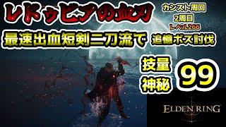 戦技：レドゥビアの血刃で追憶ボス討伐　最速出血短剣二刀流　カンスト周回２週目　レベル266　技量神秘99　ネタバレ有