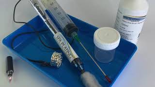 Brush plating our yellow gold cyanide free plating solution using our battery operated plating pen.
