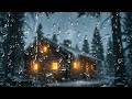Streaked Rain Cabin in Winter Forest ⛈️ Freezing Shelter Sleep (3 HOURS BLACK SCREEN)
