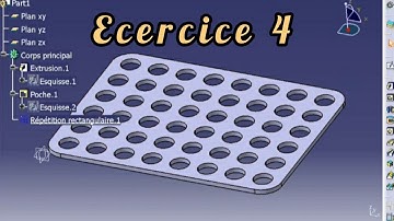 catia v5 ( #répétition #rectangulaire ) exercice 4