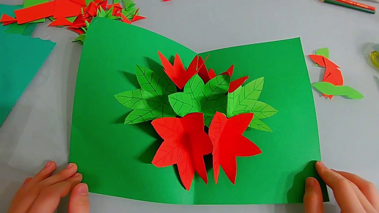 Stella Di Natale Origami.Biglietto Pop Up Stella Di Natale Flower Christmas Star Pop Up Card Youtube